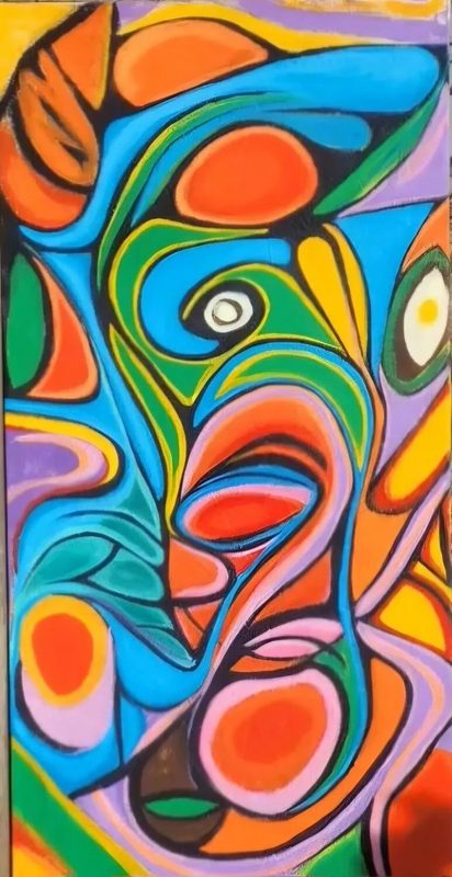 Nana, 2023, Acrylic on canvas, 48 × 24 × 1 in.